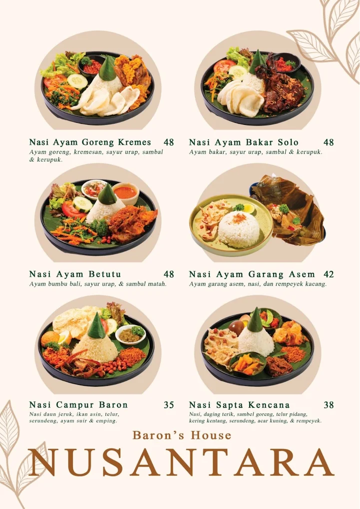Poster menu Nusantara Baron House